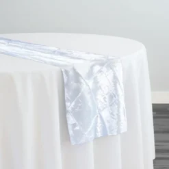 4" Pintuck Taffeta Table Runner in White
