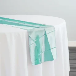 4" Pintuck Taffeta Table Runner in Teal Green 078