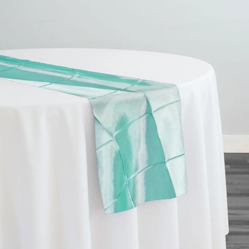 4" Pintuck Taffeta Table Runner in Teal Green 078