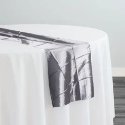 4" Pintuck Taffeta Table Runner in Silver 097