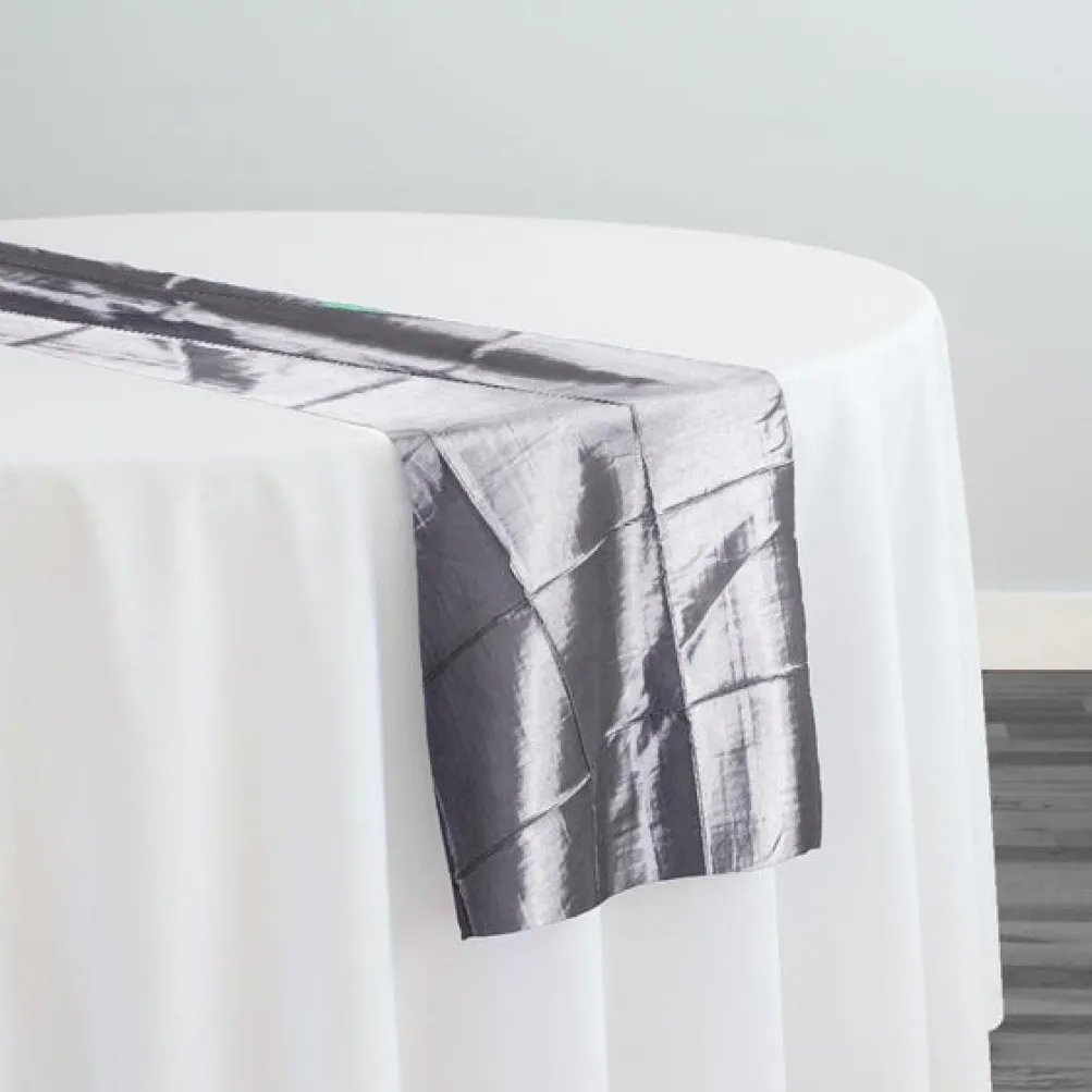 4" Pintuck Taffeta Table Runner in Silver 097