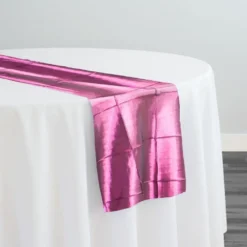 4" Pintuck Taffeta Table Runner in Sangria 046