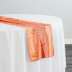 4" Pintuck Taffeta Table Runner in Salmon