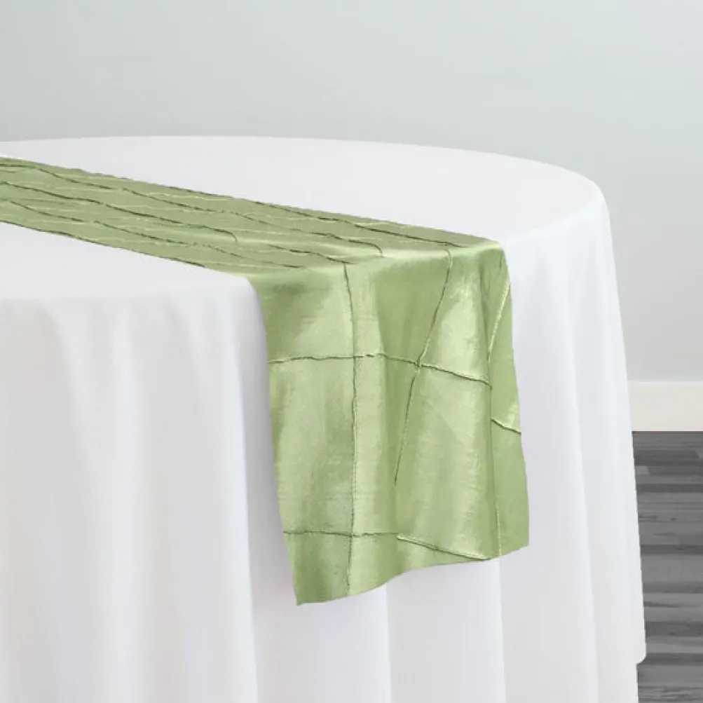 4" Pintuck Taffeta Table Runner in Sage 103