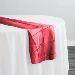 4" Pintuck Taffeta Table Runner in Red 099