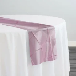 4" Pintuck Taffeta Table Runner in Petal Pink