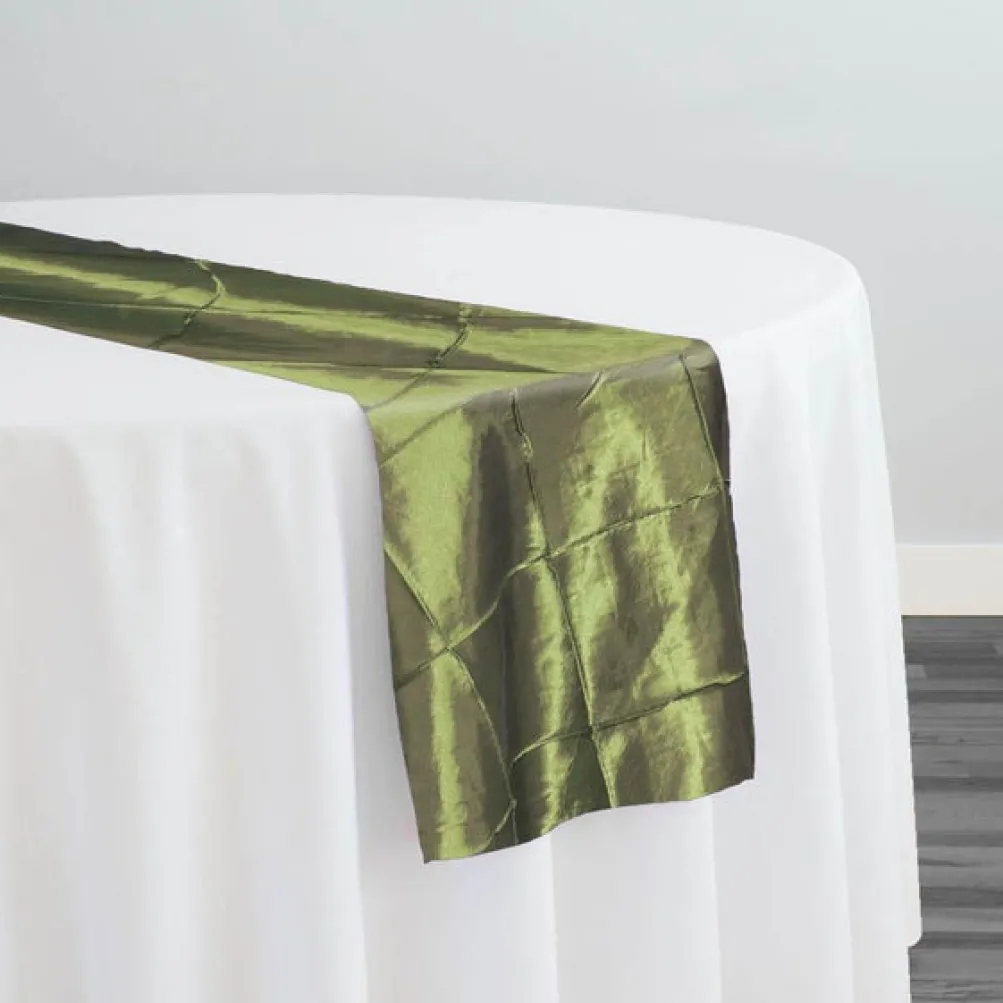 4" Pintuck Taffeta Table Runner in Olive 056
