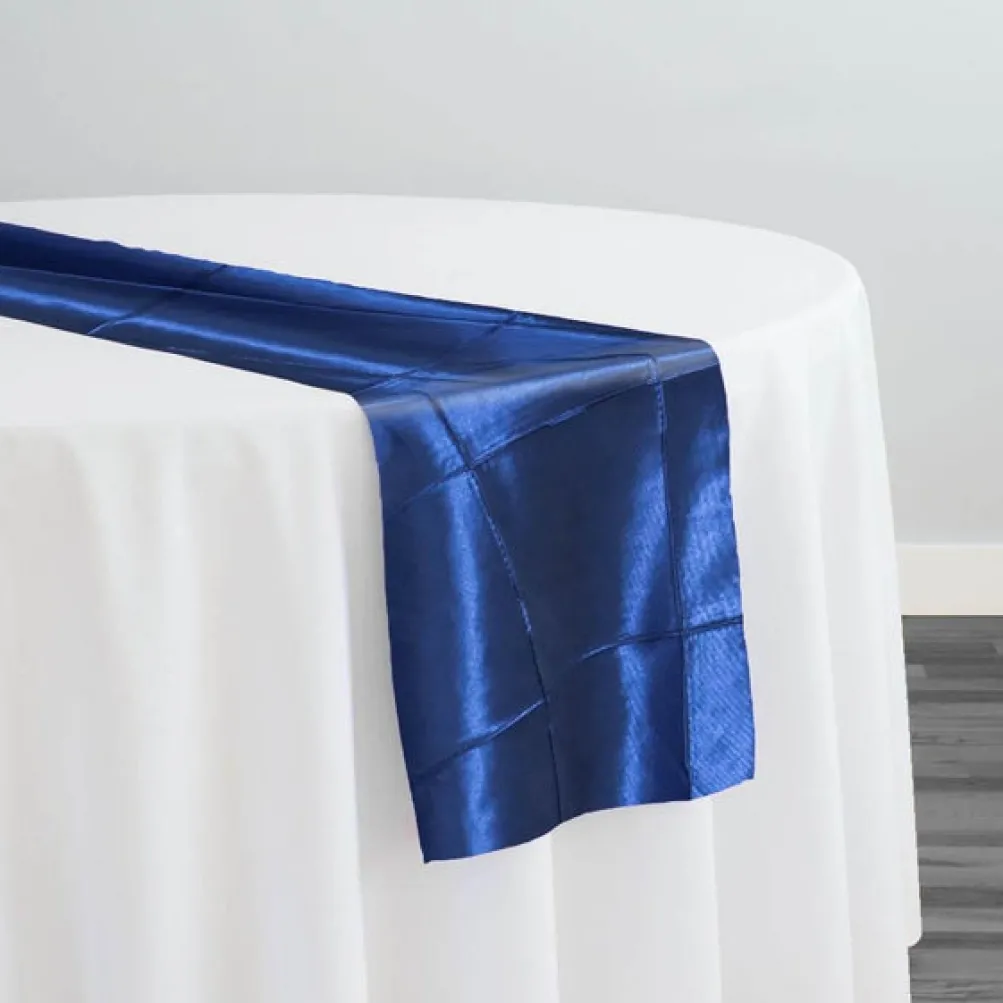 4" Pintuck Taffeta Table Runner in Marine 091