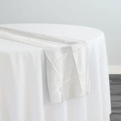 4" Pintuck Taffeta Table Runner in Ivory