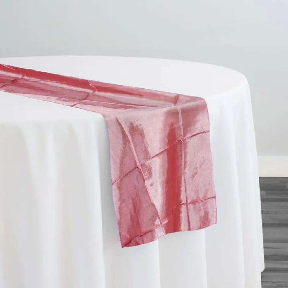 4" Pintuck Taffeta Table Runner in Coral 131