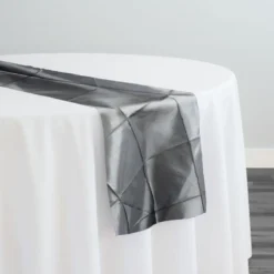 4" Pintuck Taffeta Table Runner in Charcoal