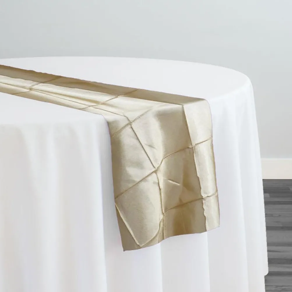 4" Pintuck Taffeta Table Runner in Champagne 060