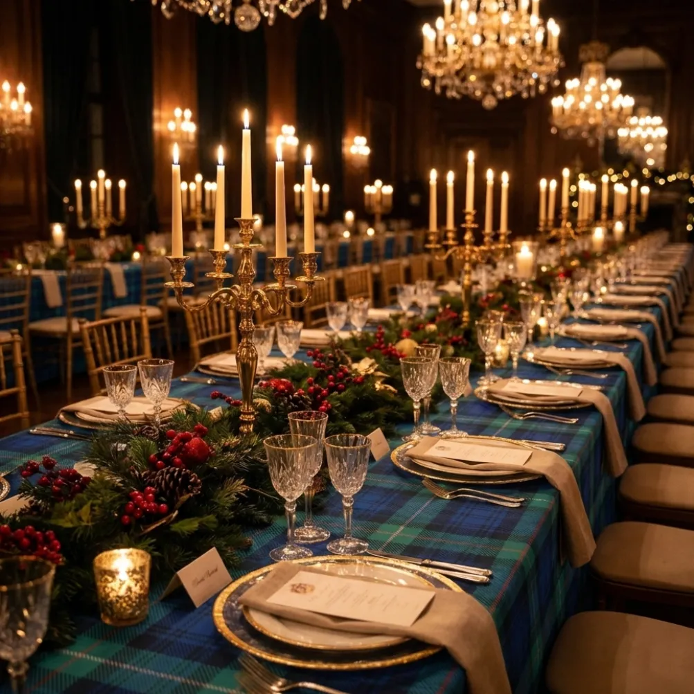 Plaid (Poly Print) Table Linen in Green