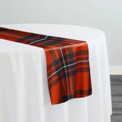 Plaid (Poly Print) Table Runner in Red and White
