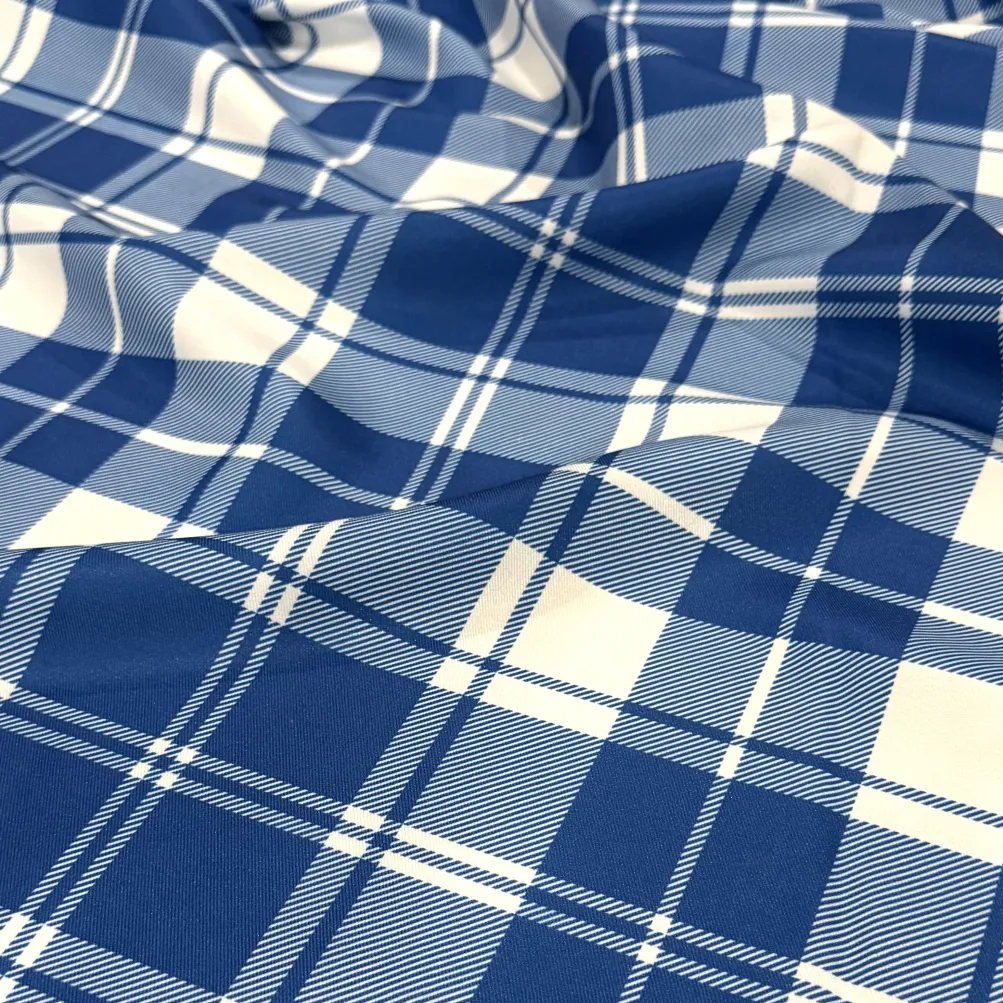 Plaid (Poly Print) Table Runner in Harbor Blue