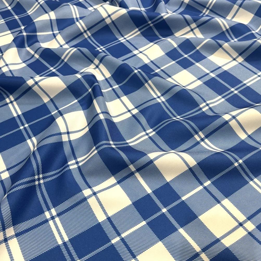 Plaid (Poly Print) Table Runner in Harbor Blue