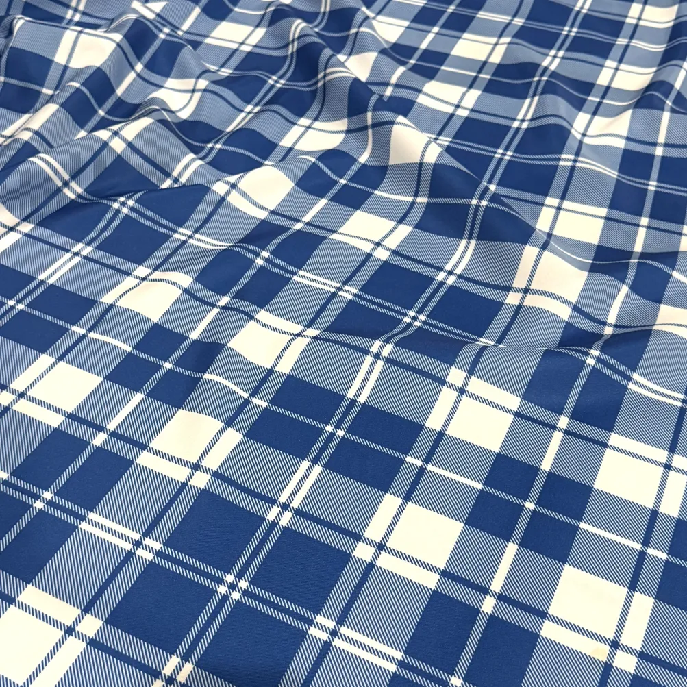 Plaid (Poly Print) Table Runner in Harbor Blue