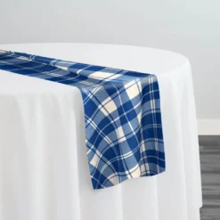 Plaid (Poly Print) Table Runner in Harbor Blue