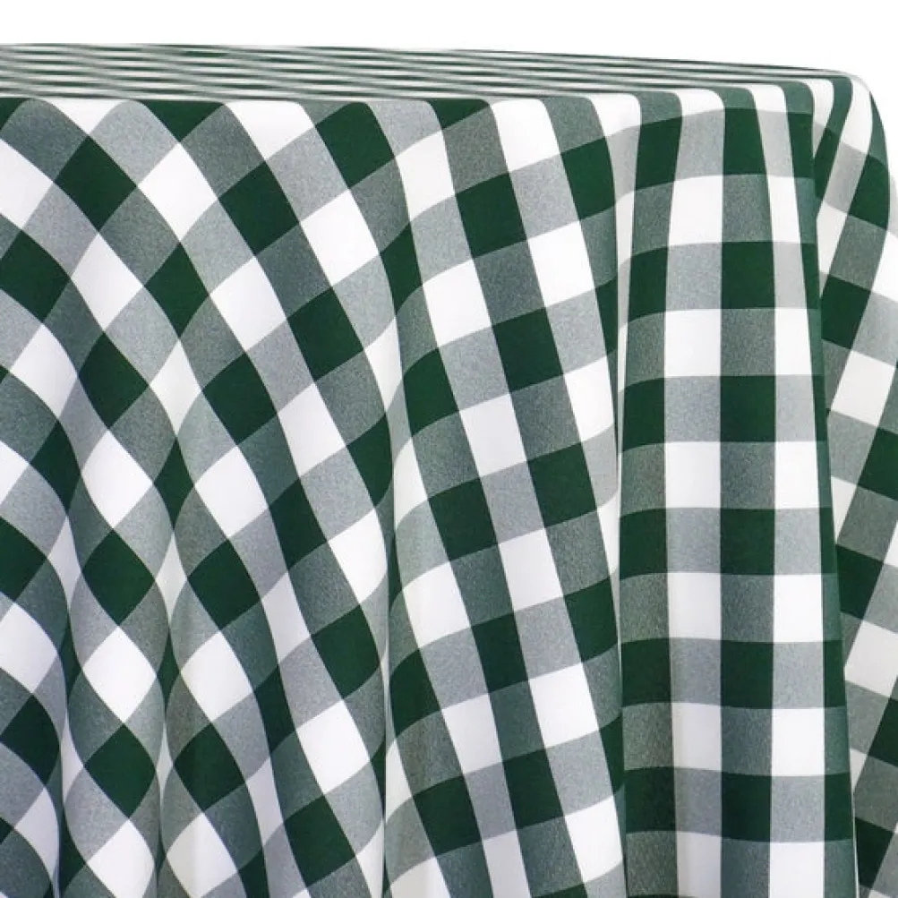 Polyester Checker (Gingham) Table Linen in Hunter Green
