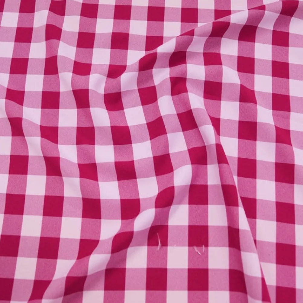 Polyester Checker (Gingham) Table Linen in Fuchsia