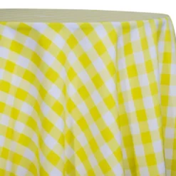 Polyester Checker (Gingham) Table Linen in Light Yellow