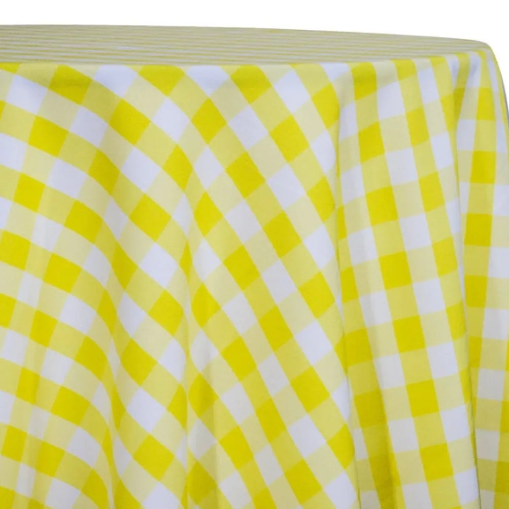 Polyester Checker (Gingham) Table Linen in Light Yellow