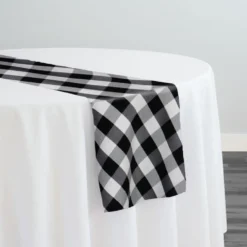 Polyester Checker (Gingham) Table Runner in Black