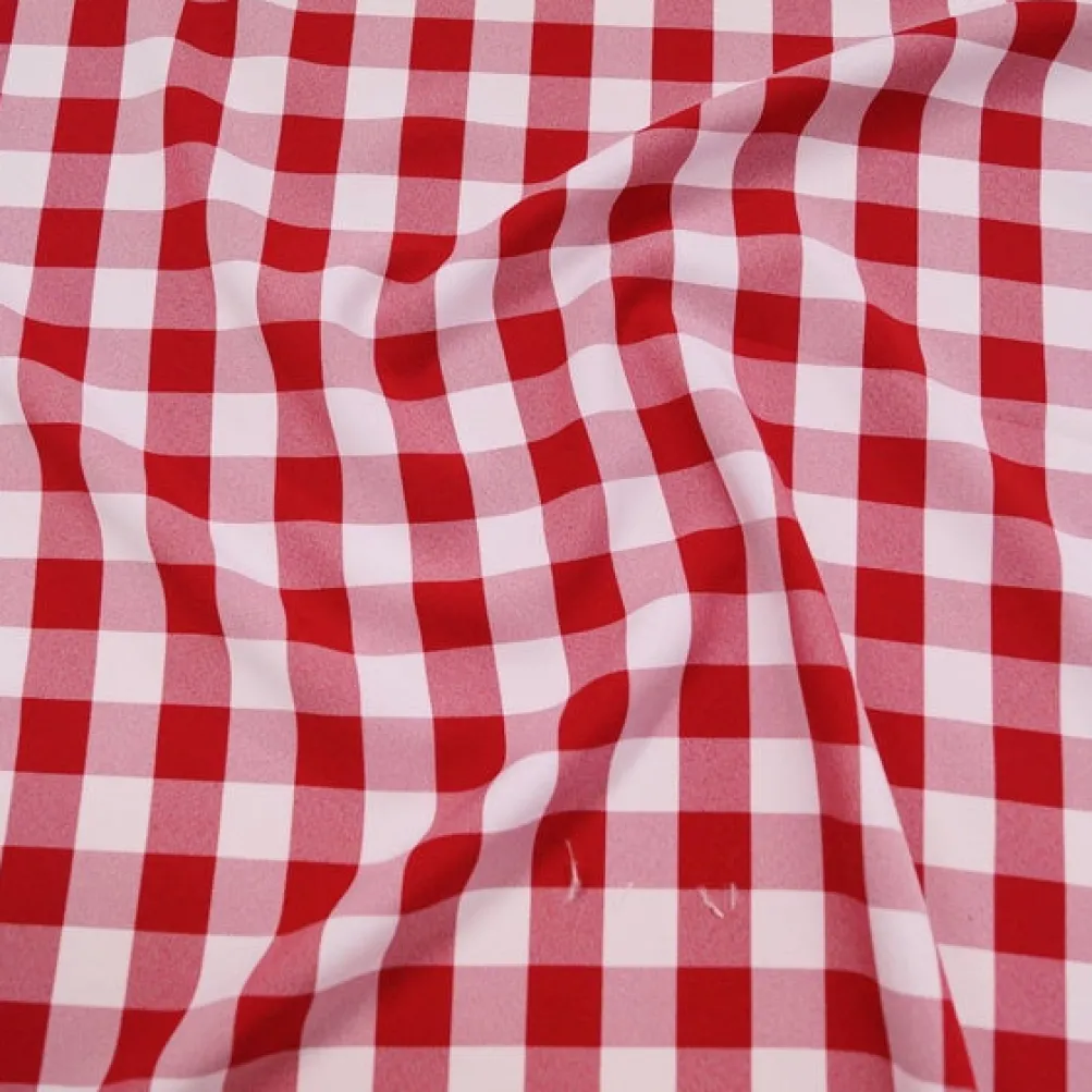 Polyester Checker (Gingham) Table Linen in Red