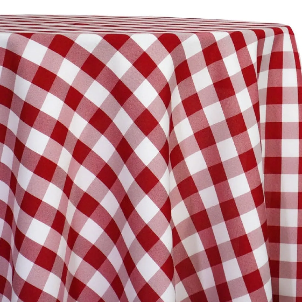 Polyester Checker (Gingham) Table Linen in Red
