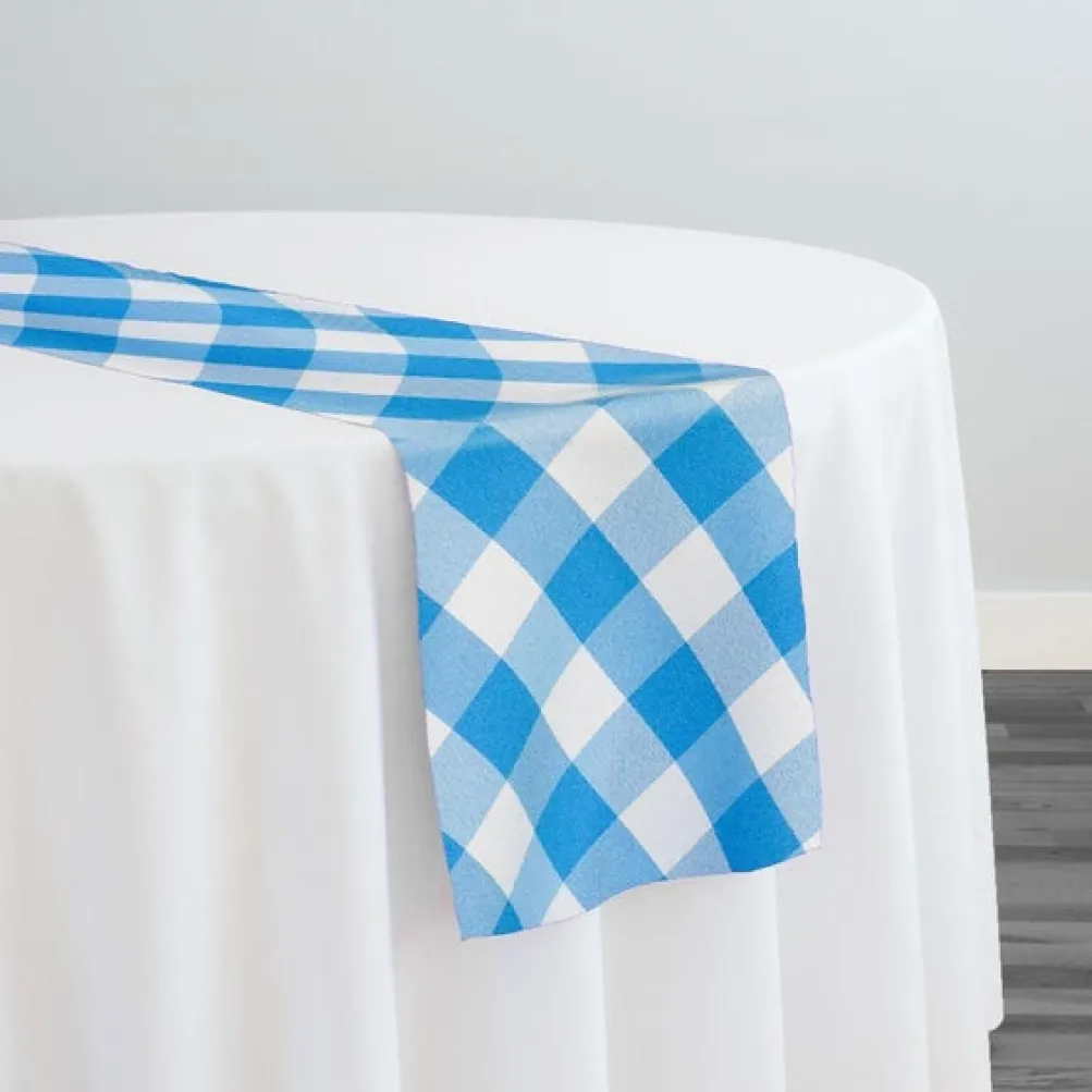 Polyester Checker (Gingham) Table Runner in Turquoise