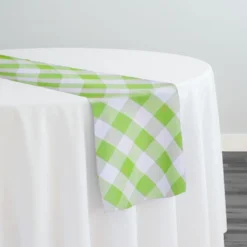 Polyester Checker (Gingham) Table Runner in Lime