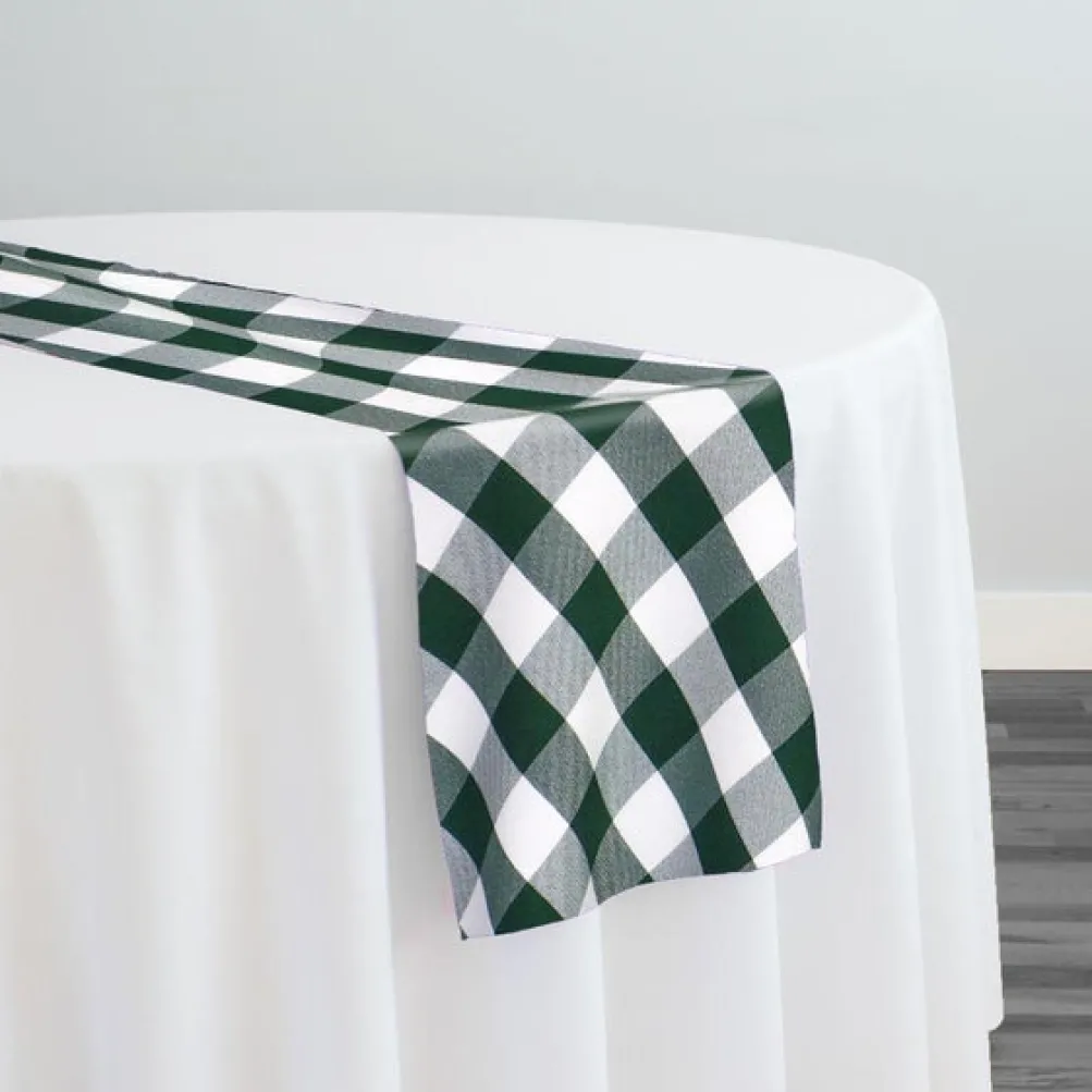 Polyester Checker (Gingham) Table Runner in Hunter Green