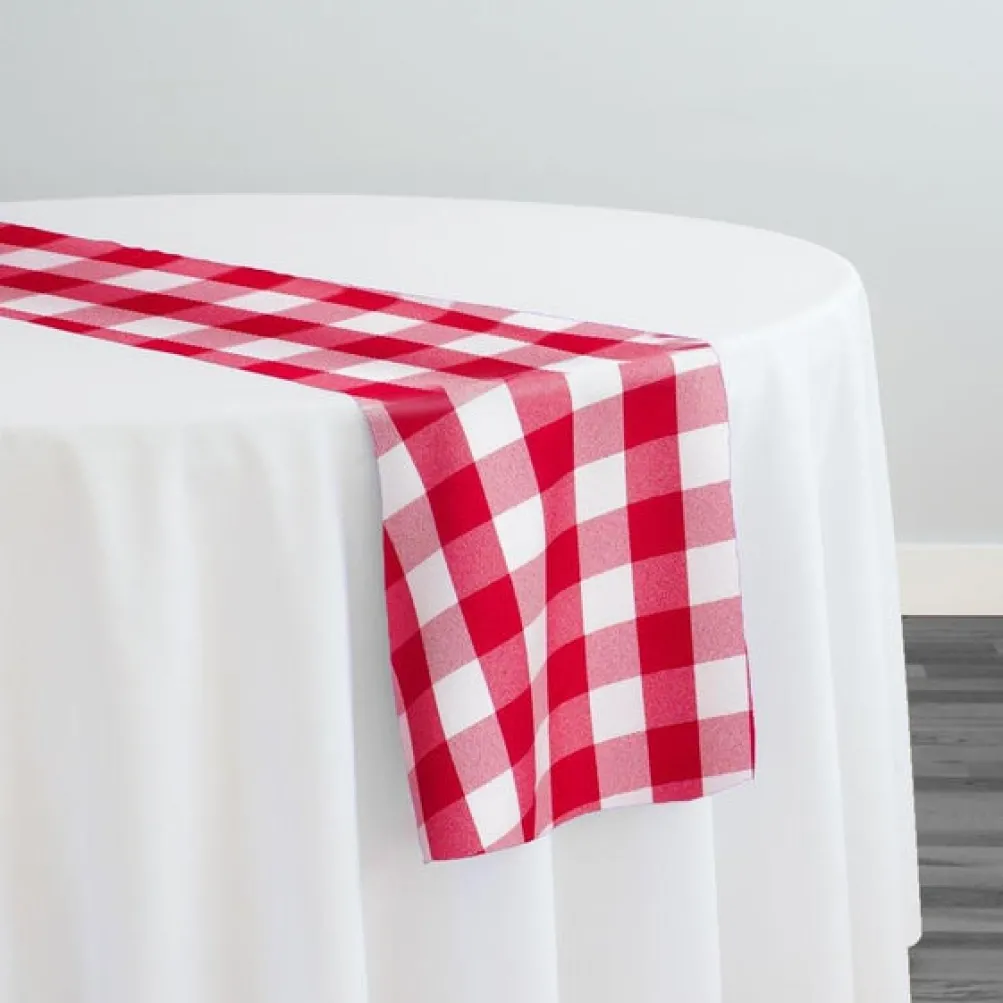 Polyester Checker (Gingham) Table Runner in Fuchsia