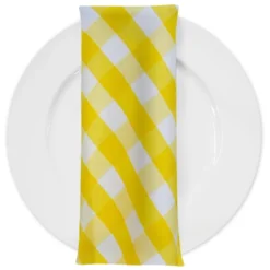 Polyester Checker (Gingham) Table Napkin in Dark Yellow