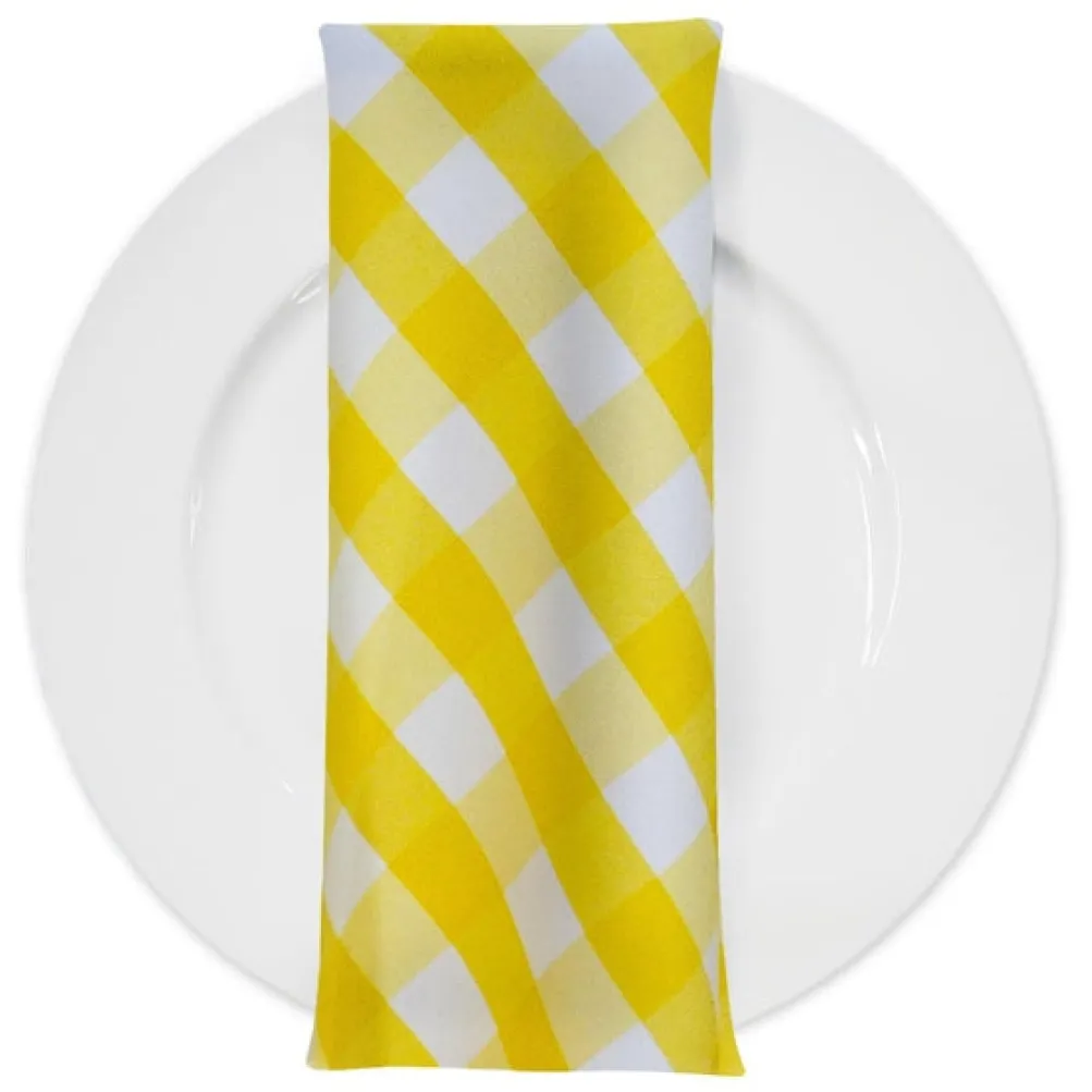 Polyester Checker (Gingham) Table Napkin in Dark Yellow