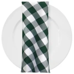 Polyester Checker (Gingham) Table Napkin in Hunter Green