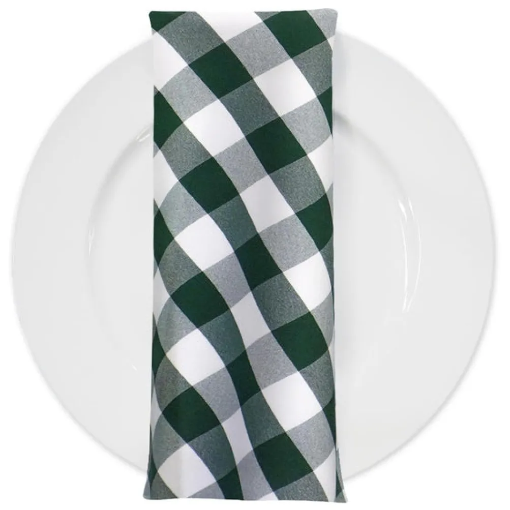 Polyester Checker (Gingham) Table Napkin in Hunter Green