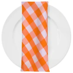 Polyester Checker (Gingham) Table Napkin in Orange