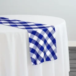 Polyester Checker (Gingham) Table Runner in Royal