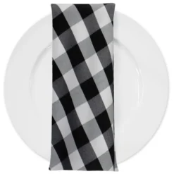 Polyester Checker (Gingham) Table Napkin in Black