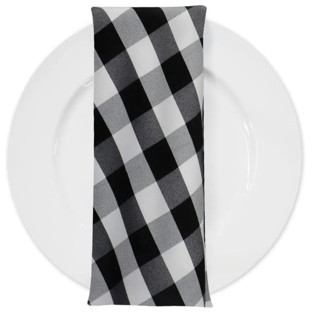 Polyester Checker (Gingham) Table Napkin in Black