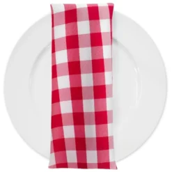 Polyester Checker (Gingham) Table Napkin in Fuchsia