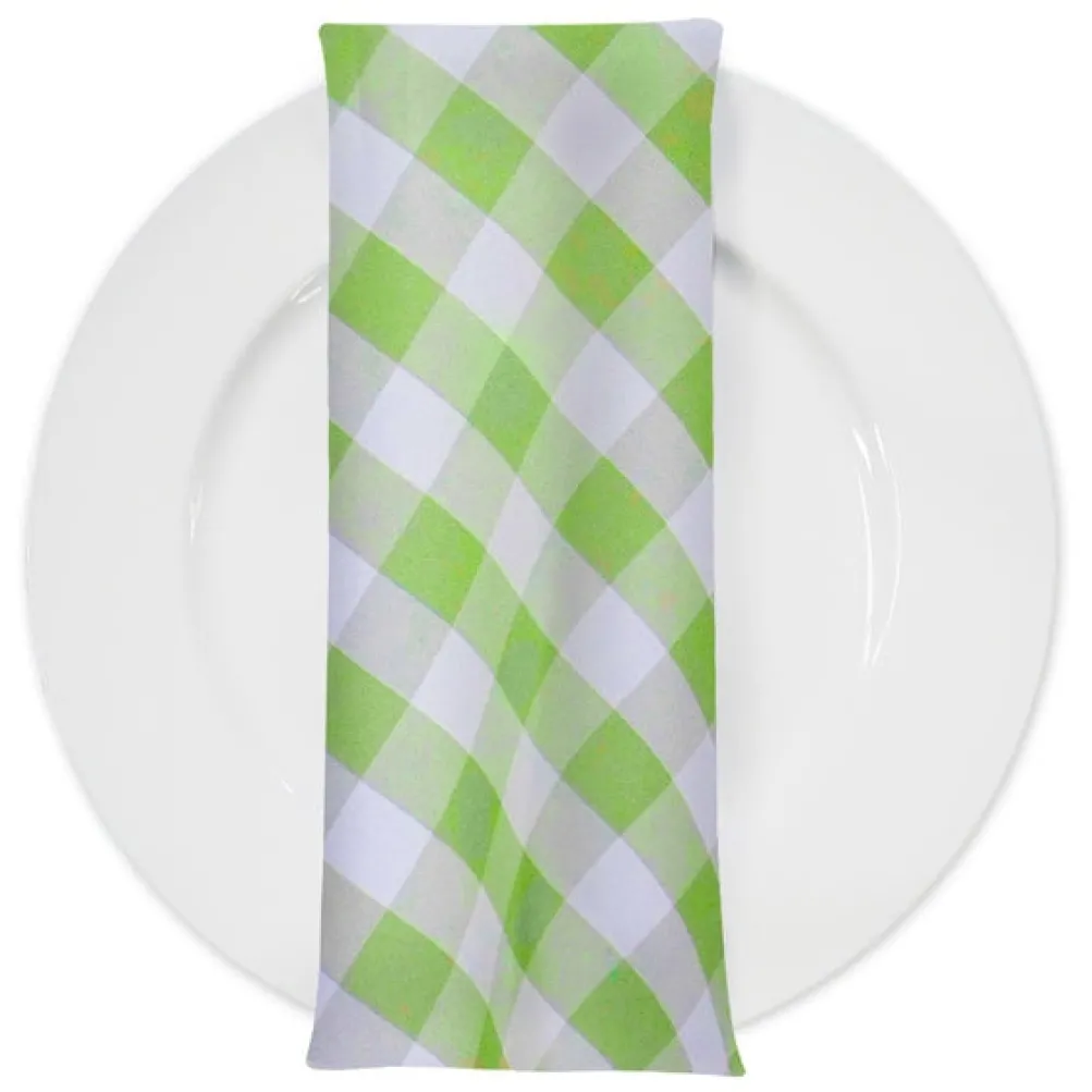 Polyester Checker (Gingham) Table Napkin in Lime