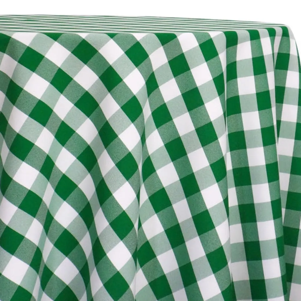 Polyester Checker (Gingham) Table Linen in Kelly Green