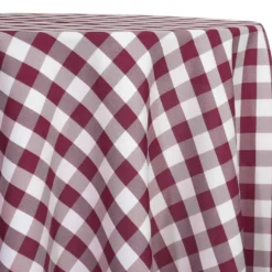 Polyester Checker (Gingham) Table Linen in Burgundy