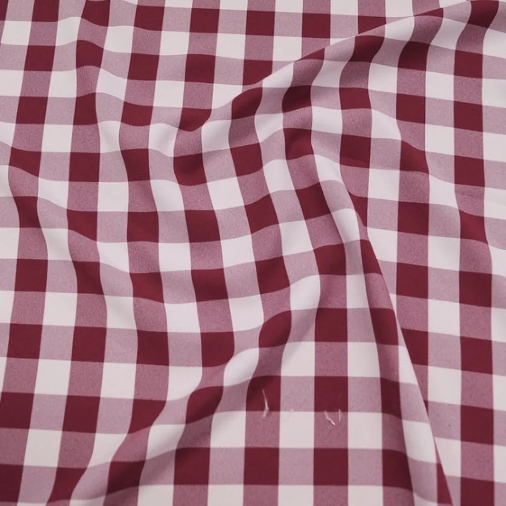 Polyester Checker (Gingham) Table Linen in Burgundy