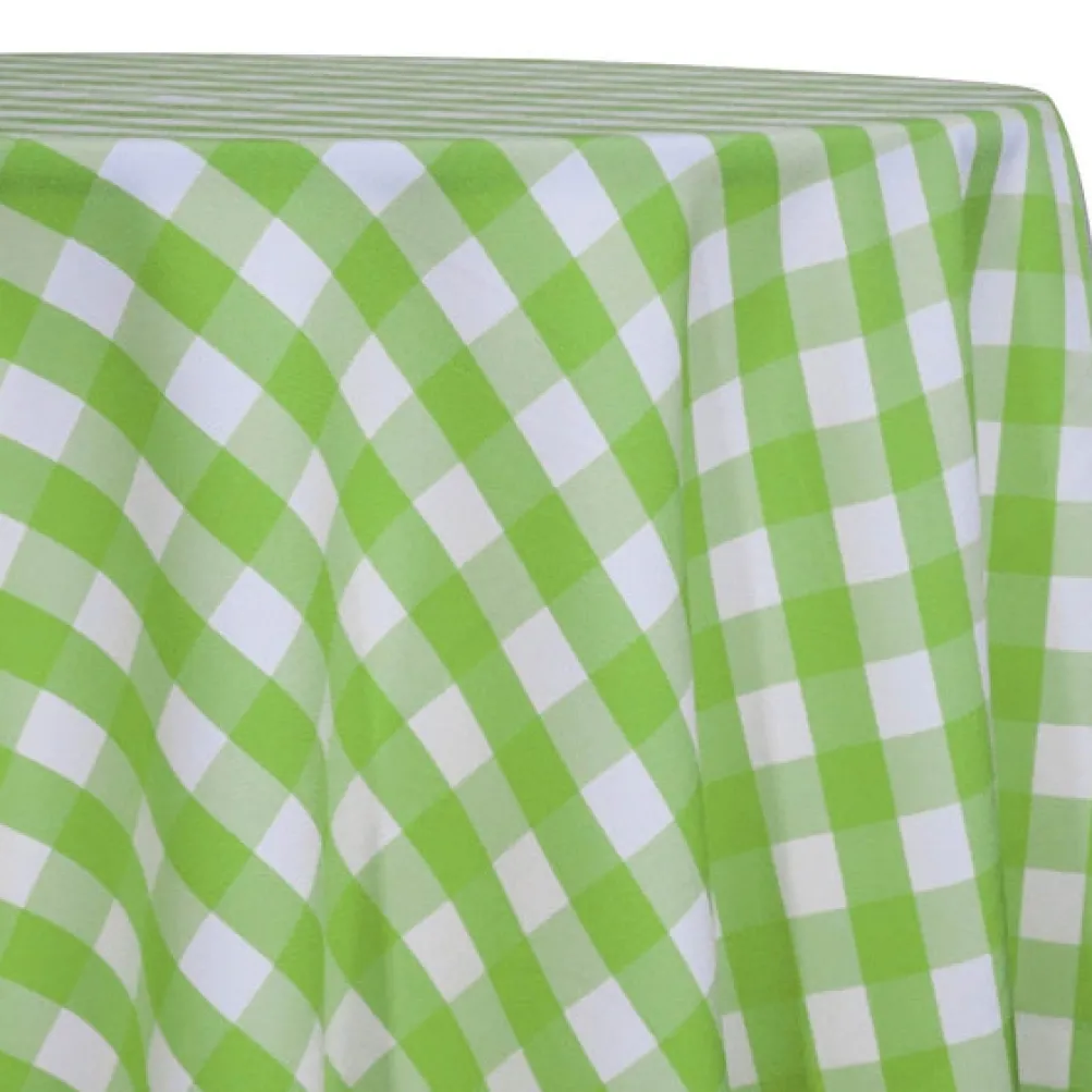 Polyester Checker (Gingham) Table Linen in Lime