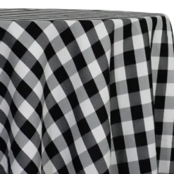 Polyester Checker (Gingham) Table Linen in Black