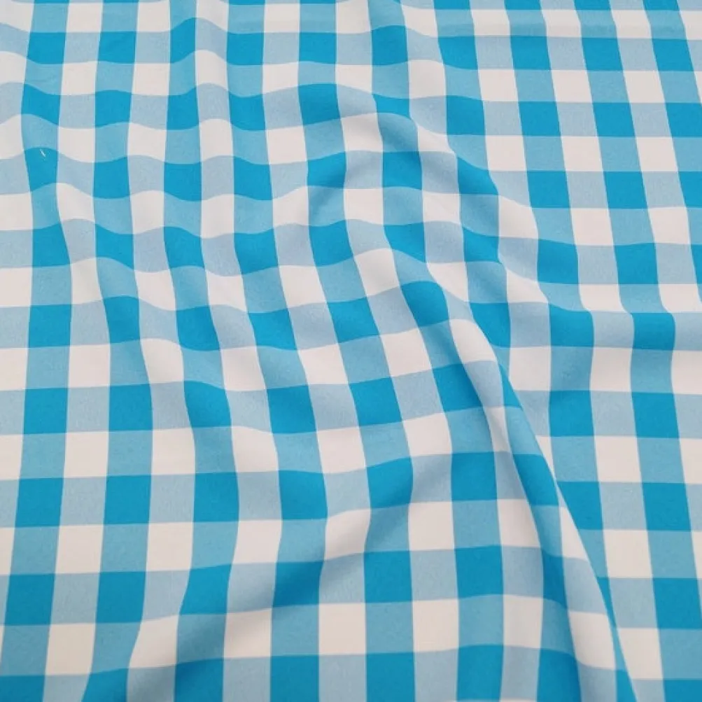 Polyester Checker (Gingham) Table Linen in Turquoise