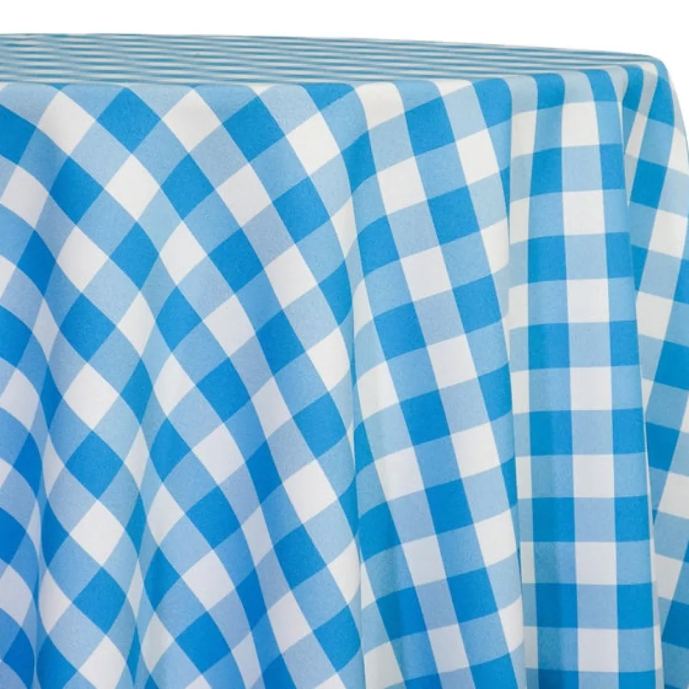 Polyester Checker (Gingham) Table Linen in Turquoise